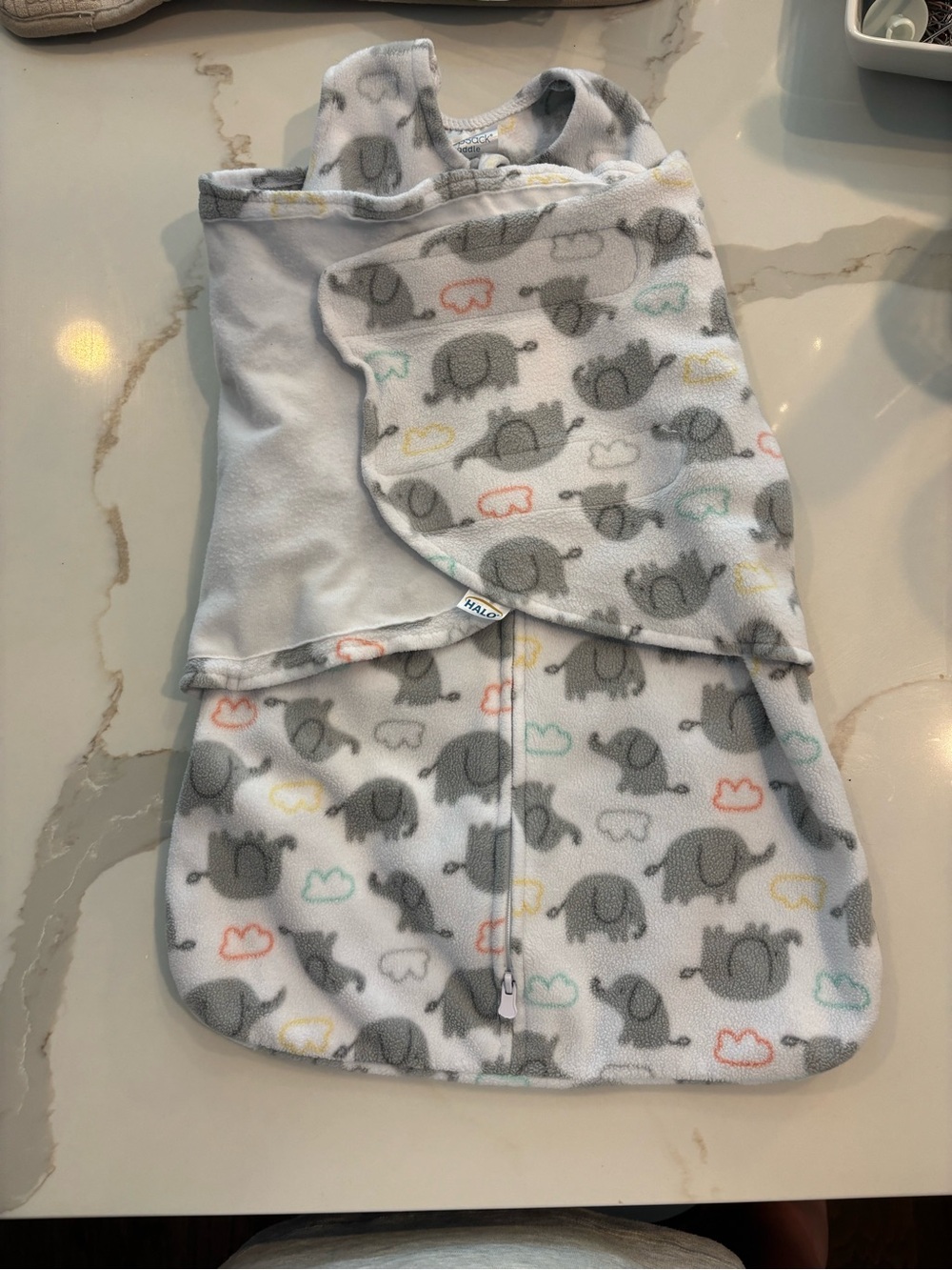 HALO Grey Elephant Print Sleep Sack with Multicolor Accents